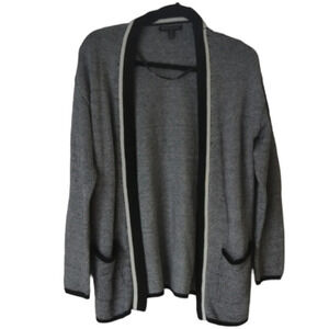 Banana Republic Knit  Open Front Black & White Cotton Blend Cardigan Small